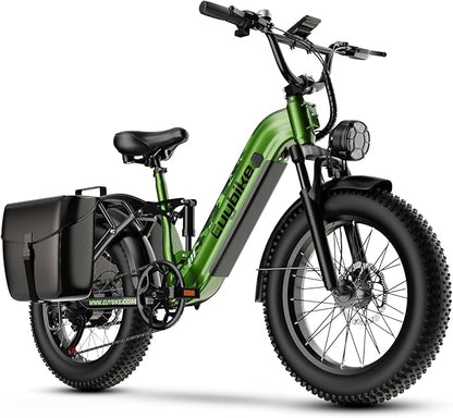 Electric Bike for Adults 1400W Peak, 48V 20AH(960WH) Removable Battery, 20"x4" Fat Tire Full Suspension 80 Miles Range Step-Thru 30+MPH Hunting Ebike, 7-Speed Dual Brakes Electric Bicycle