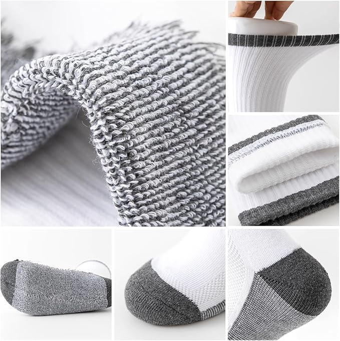 JOYNÉE 8 Pairs Mens Breathable Athletic Crew Socks Arch Support Cushioned Socks for Hiking Sports Running,Sock Size:10-13