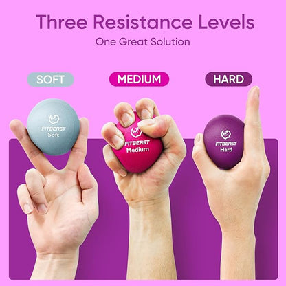 FitBeast Grip Strength Trainer – 6 Pieces Hand Therapy Kit with Finger Extension Exerciser & Stress Balls for Adults, Rehab & Strength Training – for Men, Women, and Seniors