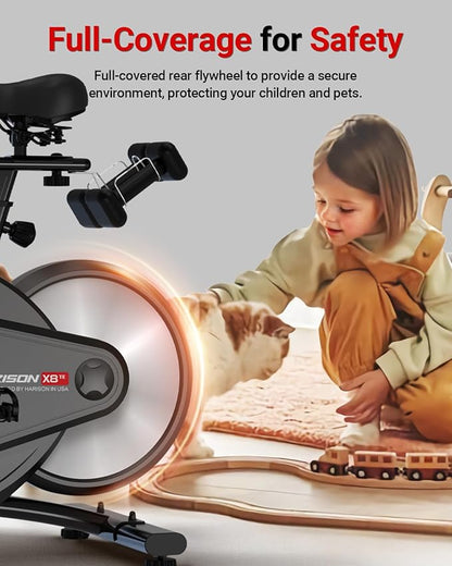 HARISON Semi-Commercial Exercise Bike 400 lbs Capacity, Magnetic Stationary Bikes for Home Gym with Bluetooth & Tablet Holder & Comfortable Seat Cushion