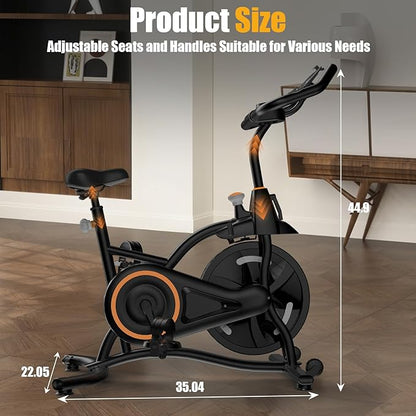 Hillhub Exercise Bike, Stationary Bikes for Home with Grip Pulse Sensor and Stepless Resistance Adjustment, Compact Indoor Cycling Bike with Tablet Mount, Compatible with Zwift & Kinomap