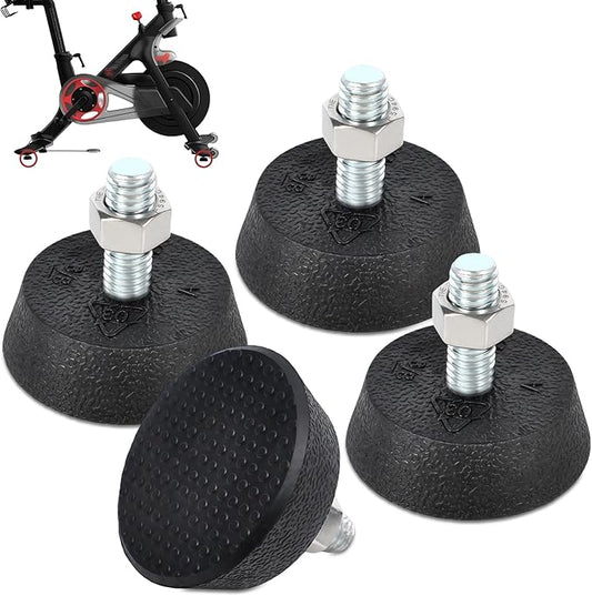 (4 Pack) Leveling Screw Foot Pads for Peloton Exercise Bike - Upgraded Stainless Steel 3/8" Leveling Screws, Anti-Slip Shock Absorbing, Noise Reduction Rubber Stabilizer Feet Replacement Parts