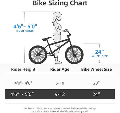 JOYSTAR Brockway Freestyle Kids BMX Bikes 20" 24" Kids Bicycles for 6-14 Years Old Boys Girls and Beginner-Level Riders 2 Pegs Multiple Colors