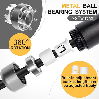 1LB Weighted Jump Ropes for fitness Women Men, Aluminum Handles for MMA, Boxing, CrossFit, Weight-loss Workouts, Tangle-Free Ball Bearing Rapid Speed Skipping Jump Rope with Adjustable 9mm Cotton & PVC Cord