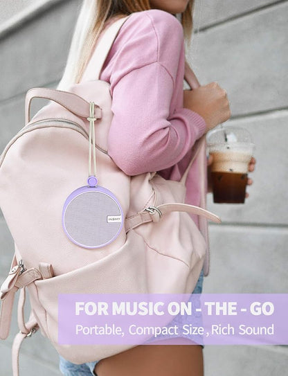 INSMY C12 IPX7 Waterproof Shower Bluetooth Speaker, Portable Small Speaker, Speakers Bluetooth Wireless Loud Clear Sound Support TF Card Suction Cup for Kayak Canoe Beach Gift (Purple)