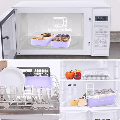 Iteryn Bento Box Lunch Box, 3 Layers Stackable Lunch Containers with Compartments - Leakproof Meal Prep Containers