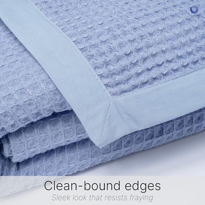 GOTS Certified Organic Cotton Waffle Weave Blanket, King Bed Size,108"X90" Cozy Throw Blanket for Couch, Modern Home Decor, Throw Blankets, Waffle Blanket, Soft Bed Blankets - Powder Blue