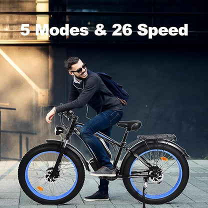 Electric Bike for Adults,39MPH/36MPH-100 Miles/90 Miles（3000W/2000W） Electric Bicycle with 52V/48V/23Ah Battery, 26''Fat Tire Fast E-Bike