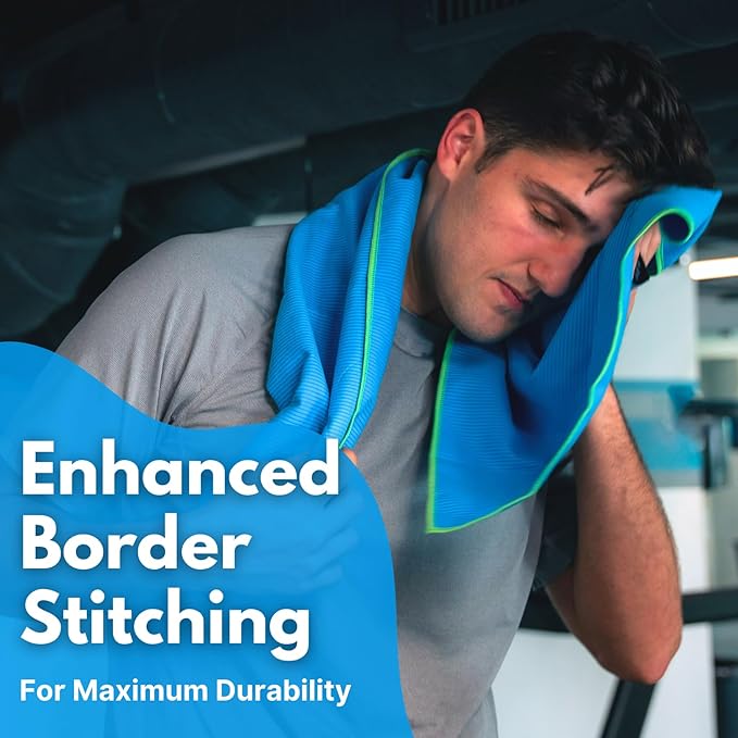 ECCOSOPHY Microfiber Beach Towel – Quick Dry Gym Towel, Highly Absorbent with Ribbed Texture, Lightweight – Ideal for Travel, Pool, Yoga, Fitness & Outdoor Adventures – 40x20 Azure