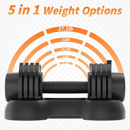 Ativafit 27.5/66/88LBS Pair Adjustable Dumbbell Set with Anti-slip Handle 12 In 1 Quick Dial Adjustment Weights With Safety Locking Button Space Saving Strength Training for Full Body Home Gym Workout