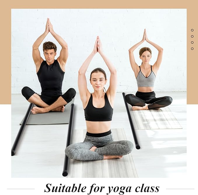 Hiboom 6 Pcs 5ft Yoga Stick Natural Bamboo Exercise Stick with Non-Slip Rubber Ends Stretching Tool Posture Corrector Stretch Tool for Flexibility, Workout, Balance Fitness