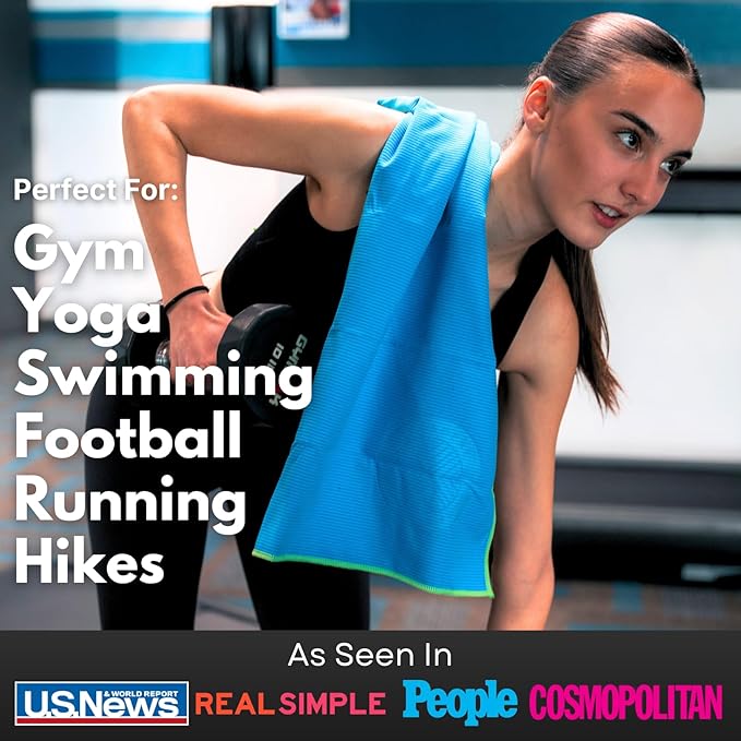 ECCOSOPHY Microfiber Beach Towel – Quick Dry Gym Towel, Highly Absorbent with Ribbed Texture, Lightweight – Ideal for Travel, Pool, Yoga, Fitness & Outdoor Adventures – 40x20 Azure