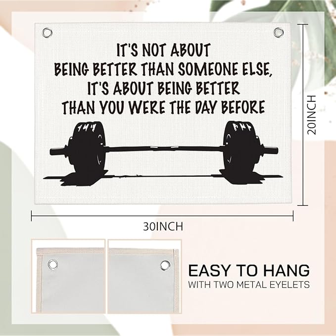 It's Not About Being Better Than Someone Else Gym Motivational Wall Art Banner Dorm Posters Gifts for Guys Men Women Gym Flag Decor for Home Gym Bedroom Workout Room 30x20 Inchs