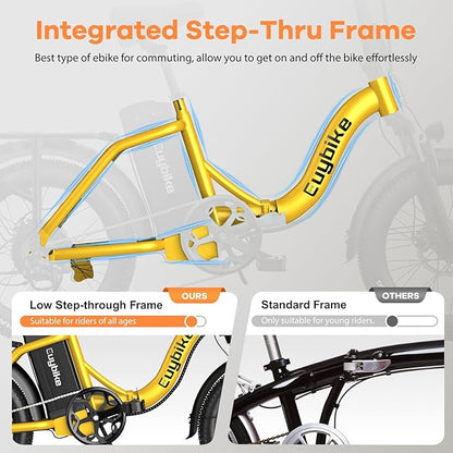 Foldable Electric Bike for Adults, Peak 1000W Brushless Motor 30MPH 70Miles City Commuter Ebike, 48V 20AH Lithium Battery, 20" Fat Tire 7-Speed E-Bicycle with Front Suspension Colourful LCD Display