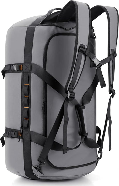 40L/60L/90L Large Waterproof Duffle Bag Backpack for Men, Mens Duffel Backpack Bags for Traveling, Heavy Duty (Grey, 60L)