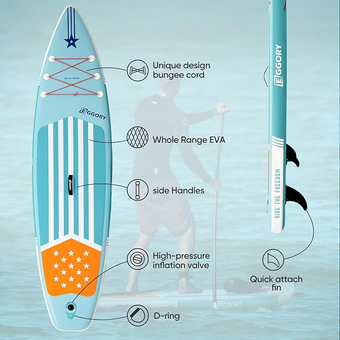 Inflatable Paddle Board,Stand Up Paddle Board Set, Extra Wide SUP Board with Removable Fin, Floating Paddle, Hand Pump, Waterproof Phone Pouch,Traveling Board