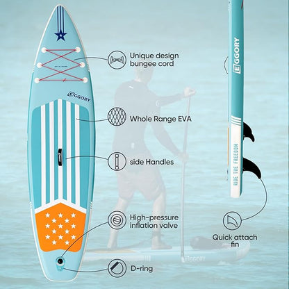 Inflatable Paddle Board,Stand Up Paddle Board Set, Extra Wide SUP Board with Removable Fin, Floating Paddle, Hand Pump, Waterproof Phone Pouch,Traveling Board