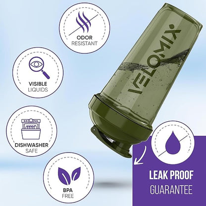 '-2 Pack- 28 oz Protein Shaker Bottles for Protein Mixes - 2x Wire Whisk | Leak Proof Shaker Cups for Protein Shakes | Pre Workout Shaker Bottle | Shakers for Protein Shakes-Green&Blue