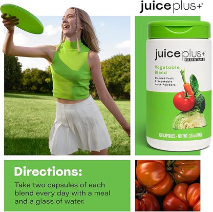 Juice Plus+ Vegetable Blend: with Broccoli, Parsley, Tomato & More - Plant-Based, Vegan, Gluten-Free, Non-GMO, Kosher - for Heart, Immune, Cognitive & Skin Health - 1 Bottle (60 Servings)