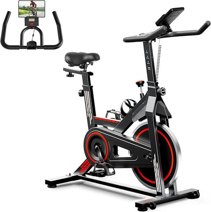 Exercise Bike Stationary Bikes for Home Cycling Bike Indoor Bike with Comfortable Seat Cushion LCD Monitor Silent Belt Drive 300 lbs Weight Capacity Heavy Flywheel