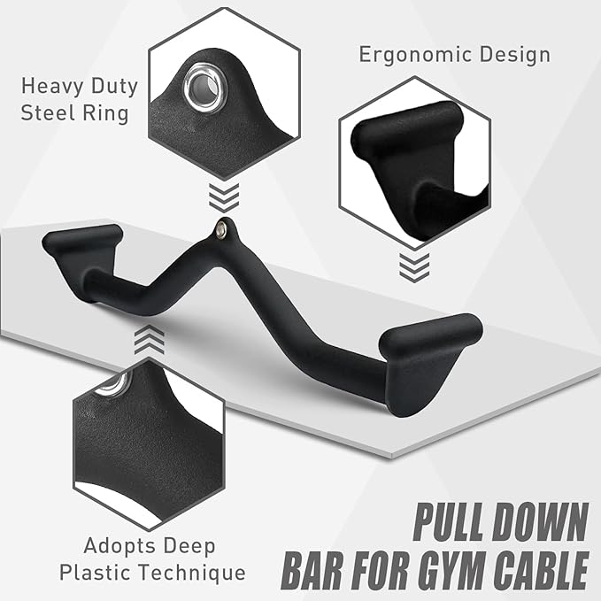 Lat Pulldown Bar - T Bar Row & Tricep Attachment for Home Gym Exercise