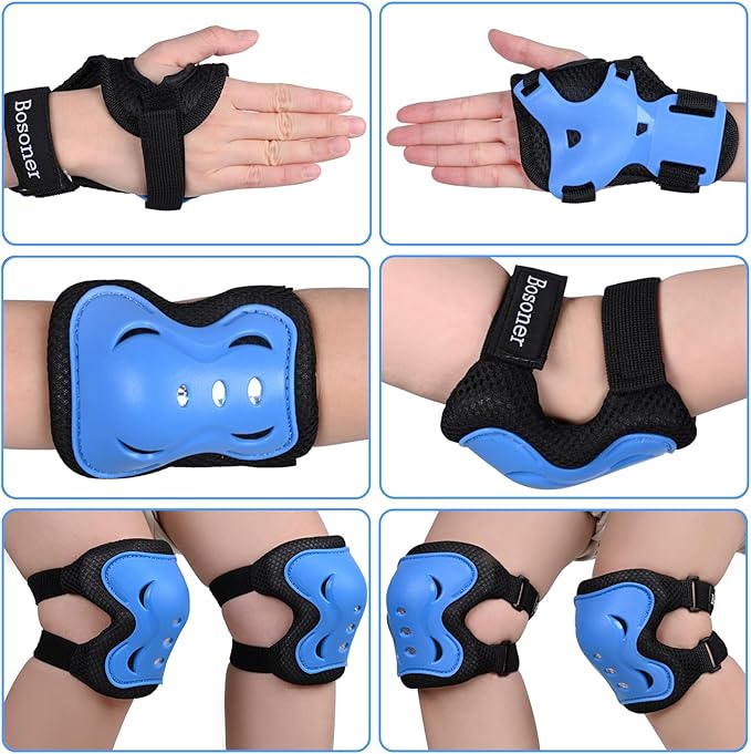BOSONER Kids/Youth Knee Pad Elbow Pads Guards Protective Gear Set for Roller Skates Cycling BMX Bike Skateboard Inline Skatings Scooter Riding Sports