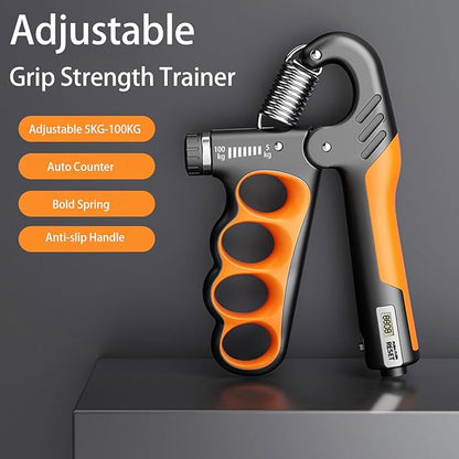 2PACK Grip Strength Trainer, 5-100KG (11-220 LB) Adjustable Resistance Forearm Hand Gripper Strengthener with Counter, Hand Wrist Exercise Workout Equipment for Home/Office Gym