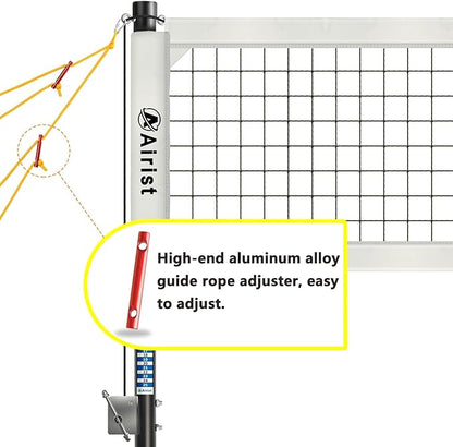Heavy Duty Volleyball Net Outdoor with Steel Anti-Sag System, Adjustable Aluminum Poles, Professional Volleyball Nets Set for Backyard and Beach, Volleyball and Carrying Bag