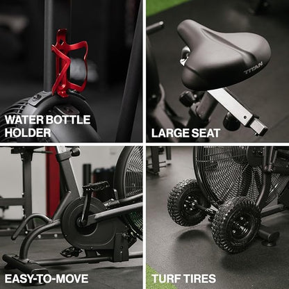 Titan Fitness Fan Bike, Indoor/Outdoor Cycling Exercise Bike with LCD Screen, Stationary Bike for Home Gym, Exercise and Cardio Workout Equipment, Black, 111 LB