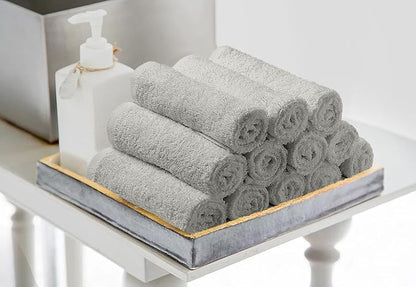 Avalon Salon Towel - Silver Hand Towels Bulk Pack of 24-100% Cotton Absorbent Spa, Facial & Gym Towels for Working Out - 16x27 Inches (Not Bleach Proof)