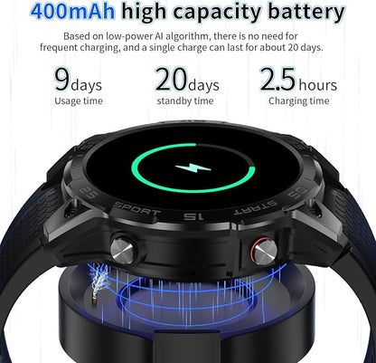 1.85 in Smart Watch for Men with Built-in Alexa, Full-Featured Fitness Tracking, Waterproof, Health Monitoring, Multiple Sports Modes, Compatible with Android and iOS