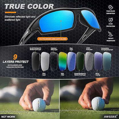 3PACK Polarized Sports Sunglasses for Men Driving Golf Fishing Running Sun Glasses UV400 Protection
