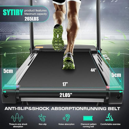 SYTIRY Treadmill with Touch Screen,3.25HP Treadmills for Home with TV and WiFi,Smart Foldable Treadmill with Music,3D Virtual Sports Scene,Popular APP for Social Networking,Walking/Running Machine