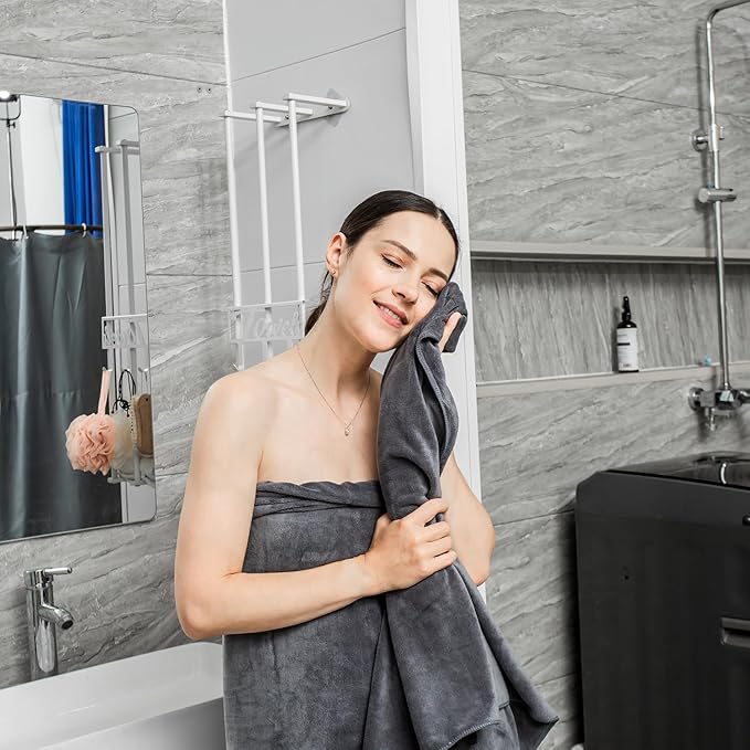 JML Bath Towels, Microfiber Bath Towel Set 6 Pack 30" x 60", Soft Absorbent Microfiber Towels for Body, No Fading Microfiber Bath Towels for Adult, Blue