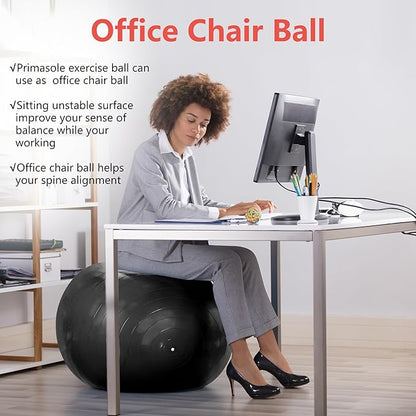 Exercise Ball for Balance Stability Fitness Workout Yoga Pilates at Home Office & Gym Birthing Ball for Pregnancy, Office Ball Chair