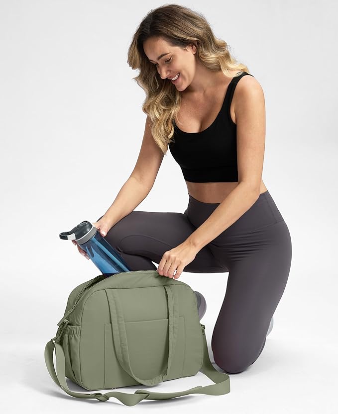 Gym Bag for Women, Travel Duffle Bags with Wet Pocket, Lightweight Carry on Bag Overnight Weekender Duffel Bag, Water Resistant (Grey Sage)