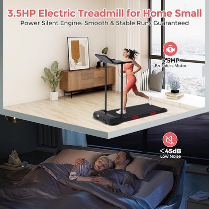 Walking Pad Treadmill with Handle Bar, 3.5HP Compact Electric Walking Pads Treadmills with Handles for Home Apartment Small, 0.6-10MPH Portable Foldable Folding Small Treadmill Home, 400LBS Capacity