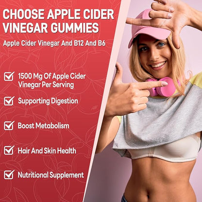 Keto Apple Cider Vinegar Gummies, Keto ACV Gummy Diet Supplement, Advanced 1500mg ACV Gummies with Folate, B12、B6 and Keto Support for Women Men, Gelatin- Free, Vegan & Non-GMO (Multi-Flavor)