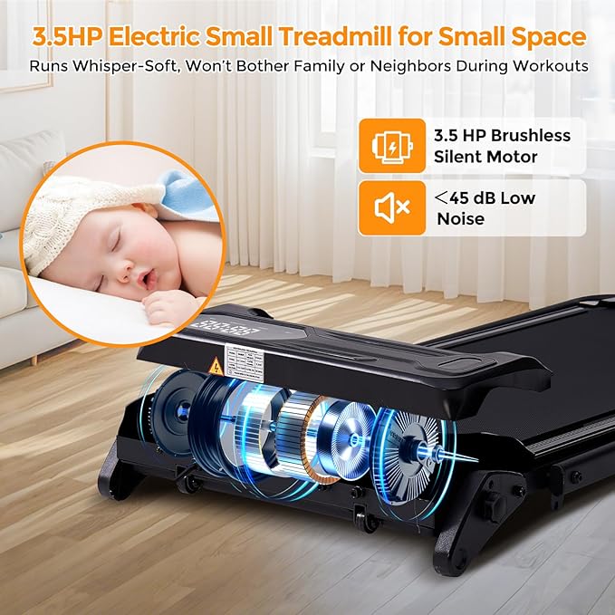 Walking Pad Treadmill with Handle Bar & Adjustable Incline, 0.6-7.6MPH Portable Small Treadmills for Home Small Spaces, 350LBS Compact Under The Desk Treadmill with Handles, 3.5HP Electric Treadmills
