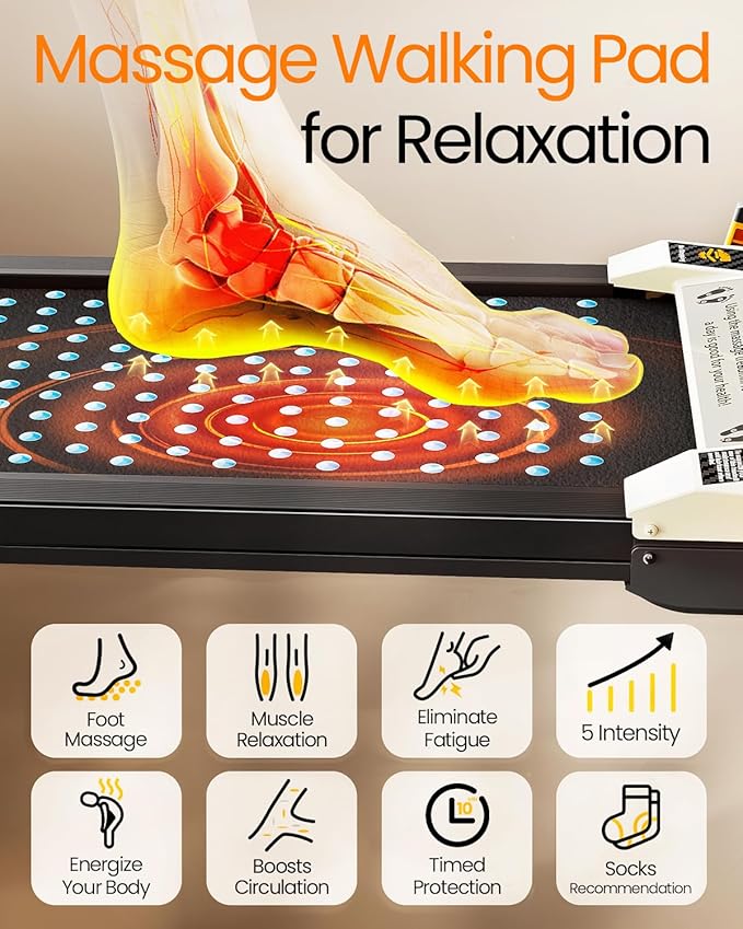 Walking Pad with Incline - Dual-Sided 2 in 1 Under Desk Treadmill with Shiatsu Foot Massager, 330LBs Walking Pad Treadmills for Home and Office, LED Display and Remote Control