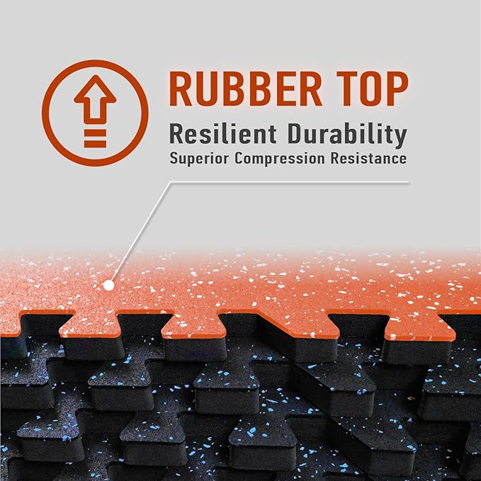 0.56in Thick 24 Sq Ft Exercise Equipment Mats 6 Tiles