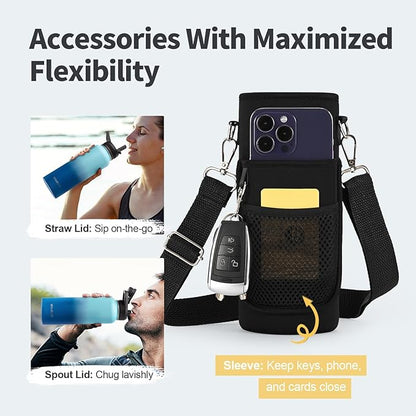 40 oz Insulated Water Bottle with Straw (Cold for 48 Hrs), Stainless Steel Triple Wall Vacuum Sports Water Jug, Leakproof Hydro Cup Flask with Paracord Handle & Straw Spout Lids & DIY Stickers