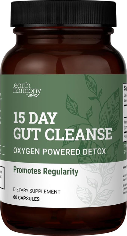 15 Day Gut Cleanse Detox For Women and Men - Vegan, Non-GMO Ingredients For Waist Loss and Constipation Relief With A 15 Day Cleanse Gut Support Without Cramping, As Seen On TikTok (60 Capsules)