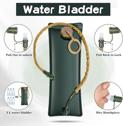 4 Pack Tactical Hydration Backpack with 3L Water Bladder Military Daypack Water Backpack Lightweight Hydration Back Pack for Running Cycling Climbing Hiking for Men Women