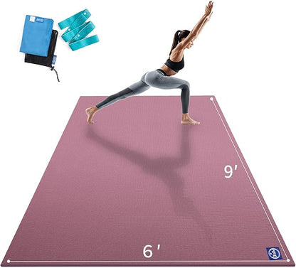 MRO Extra Large Yoga Mat, 12'x6'/9'x6'/7'x5'/6'x4' (9MM) Extra Wide and Thick Exercise Mats for Home Gym Workout, Non-Slip, Soft for Women and Men Fitness, Ideal for Barefoot Yoga, Pilates, stretching