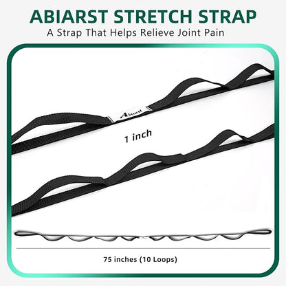 Stretching Strap Yoga Straps for Physical Therapy, 10 Loops Non-Elastic Stretch Band for Pilates, Flexibility, Exercise and Gymnastics