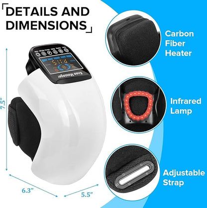 4-in-1 Knee Massager – Deep Heat, Red Light, Vibration & 3D Massage, Cordless and Portable with large LED Screen, Ideal for Joint Pain Relief & Post-Workout Recovery, Gift for Families and Friends