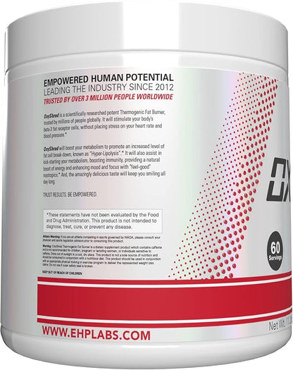EHP Labs OxyShred Pre Workout Powder - Preworkout Powder with L Glutamine & Acetyl L Carnitine, Energy Boost Drink - Raspberry Refresh, 60 Servings