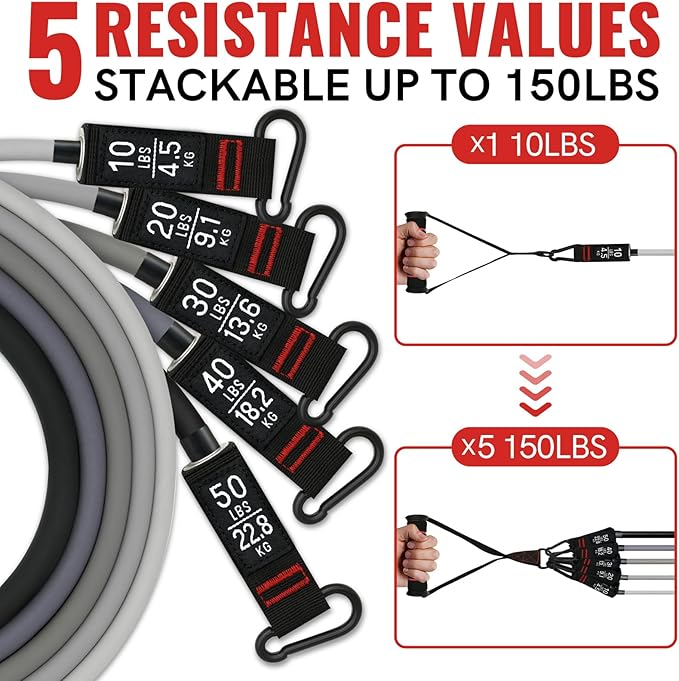 Aihoye Resistance Bands for Working Out, Exercise Bands with Handles, Stretch Bands for Exercise, Workout Bands with Door Anchors for Physical Therapy & Strength Training