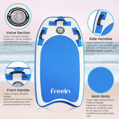 Freein Body Board Inflatable, Surfboards BodyBoards for Beach River, Foldable Design for Easy Storage and Transport Anywhere